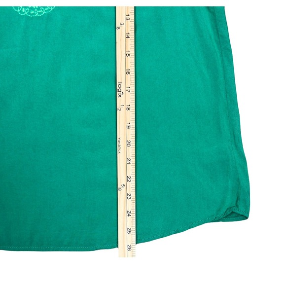 Sonoma Blouse Top Womens Embroidered Floral Keyhole-Neck‎ Tassel-Tie Large Green - Picture 5 of 8